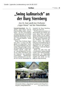 2022-06-04 Lippische Landeszeitung - SwingKulinarisch