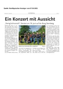 2025-06-07 Nordlippischer Anzeiger Vorankündigung Konzert mit Aussicht